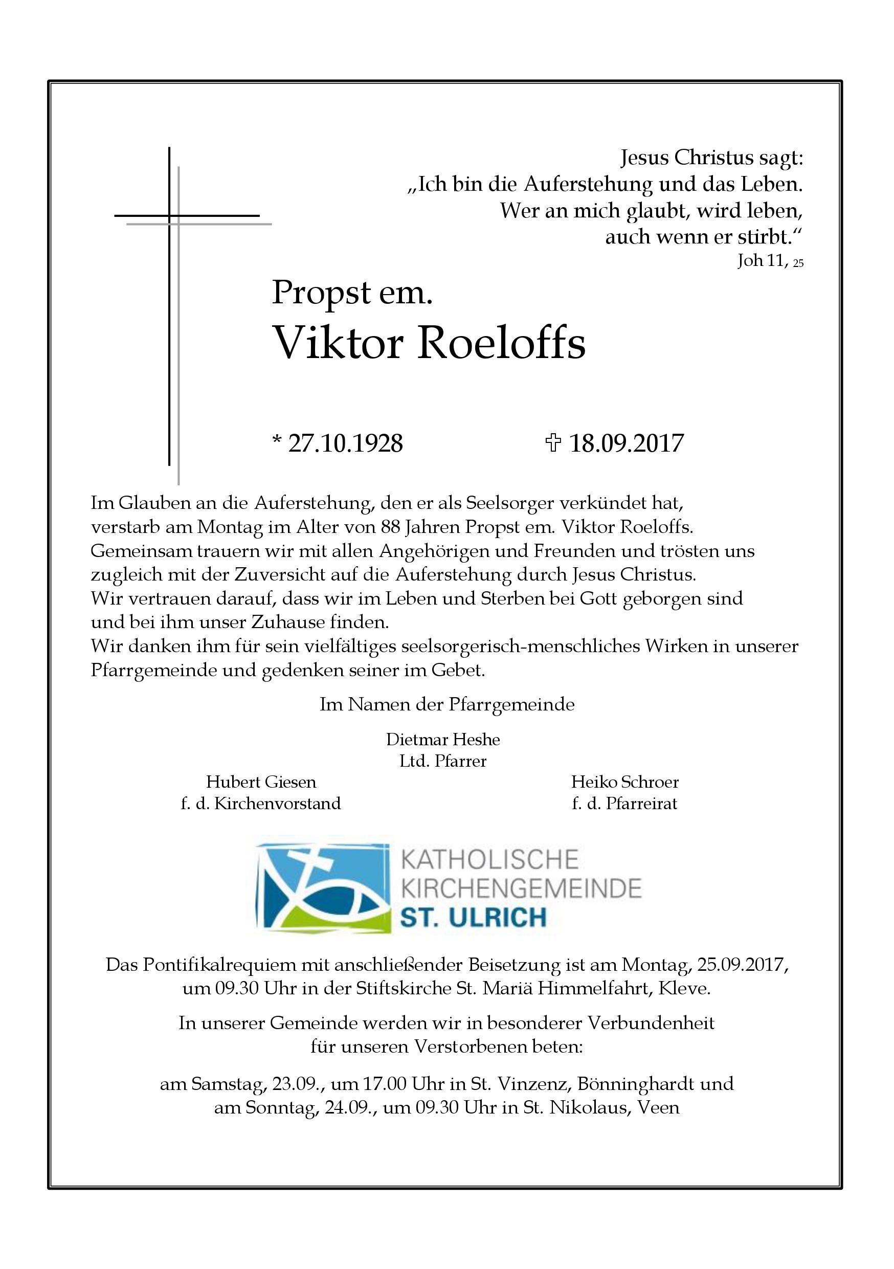 Nachruf Viktor Roeloffs