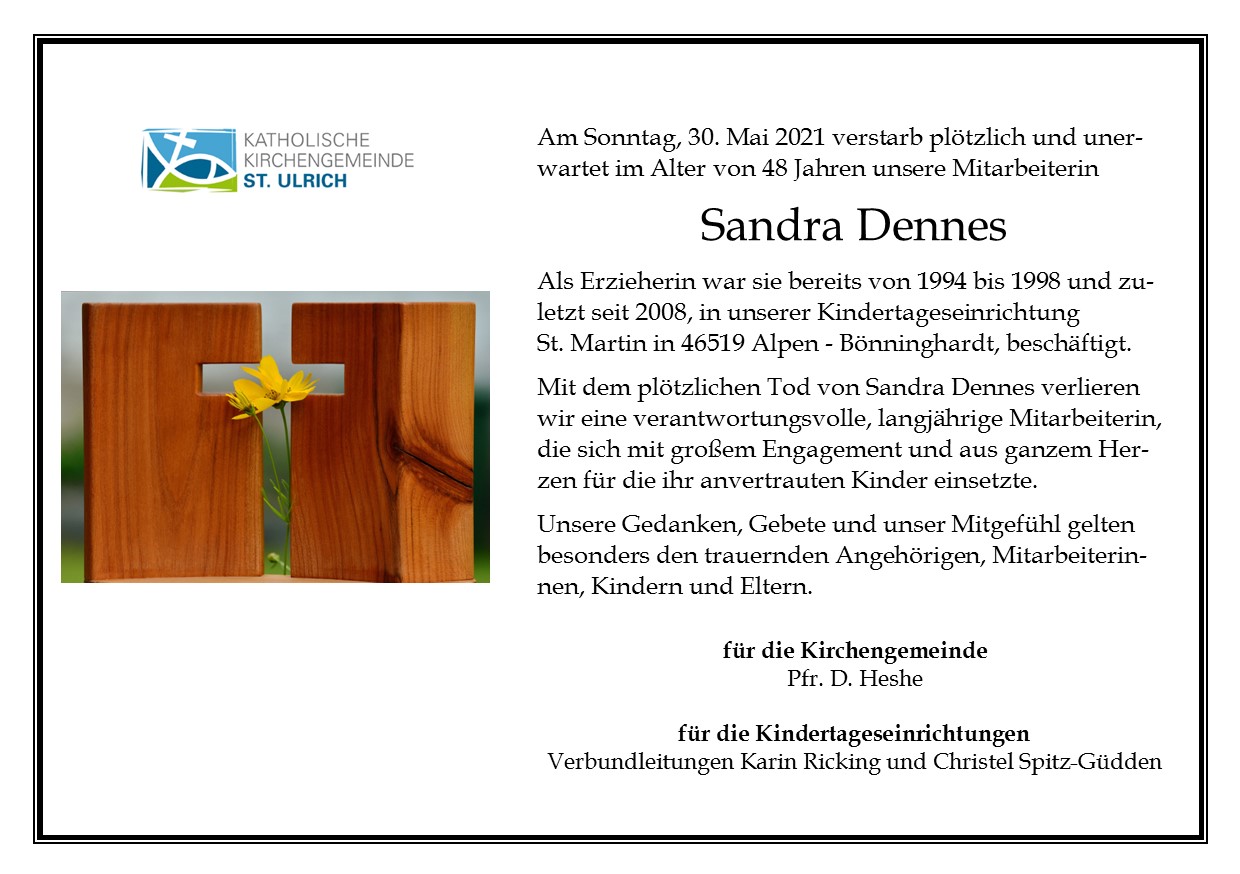Nachruf Sandra Dennes
